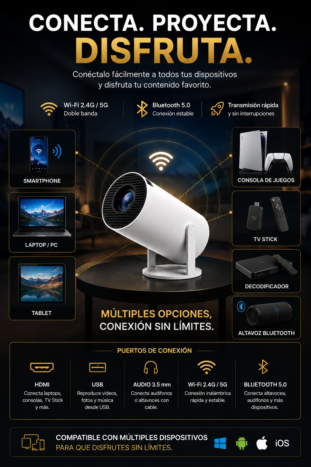 Proyector Portátil HY300 Pro 4K