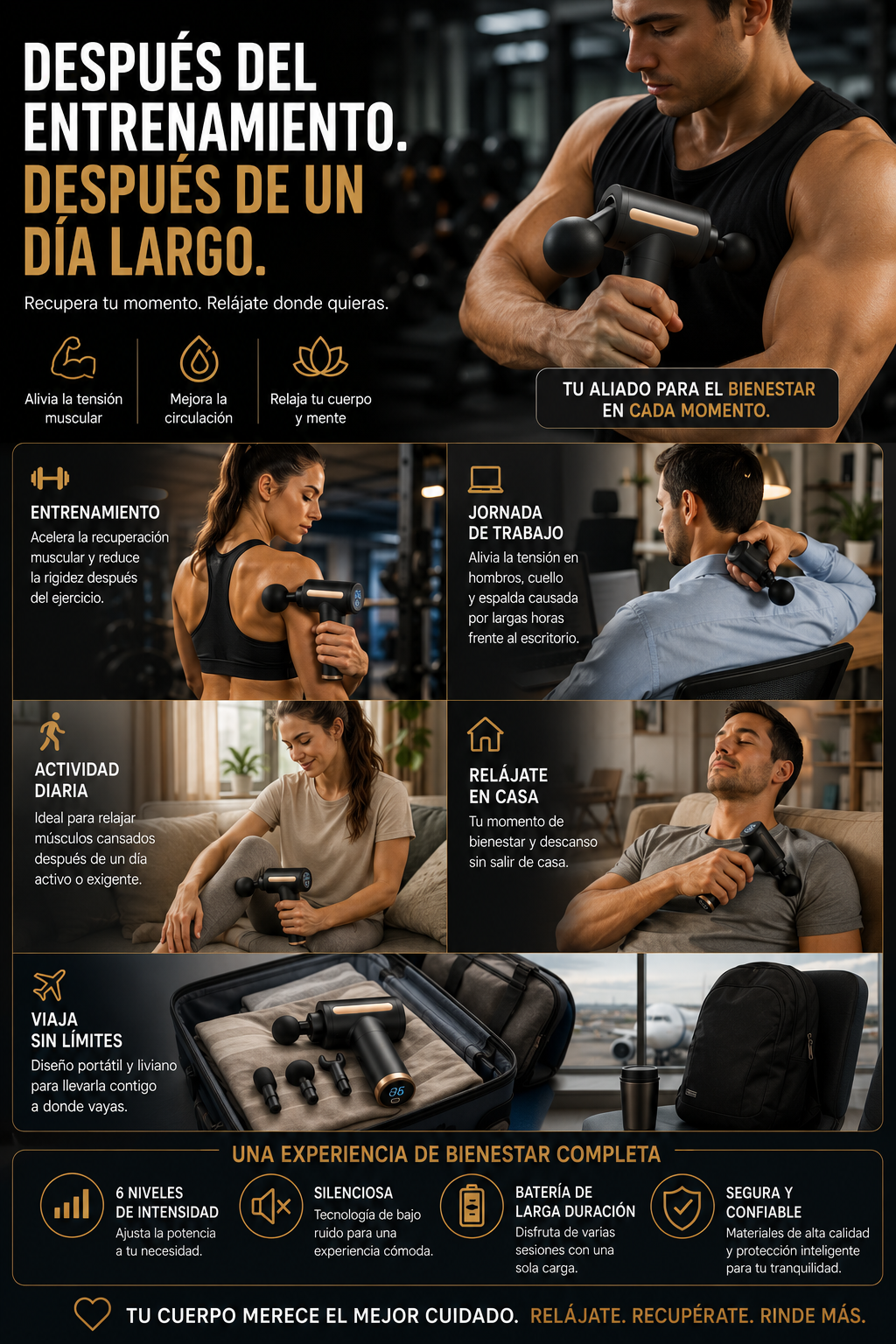 Pistola Masajeadora Muscular Portátil