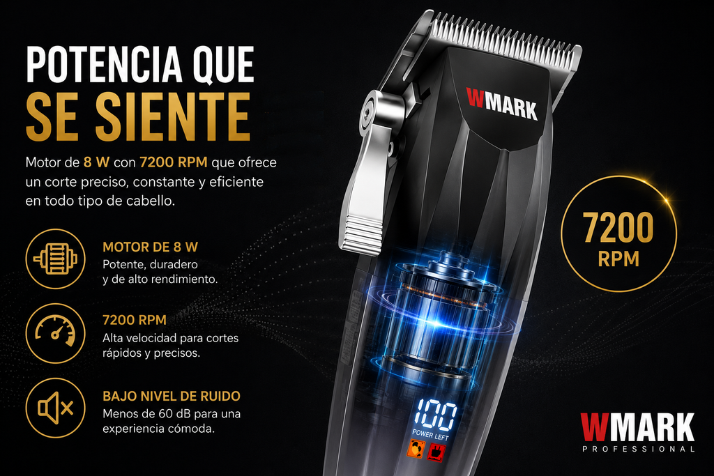 Máquina Cortadora de Pelo WMARK 7200 RPM con Pantalla LED