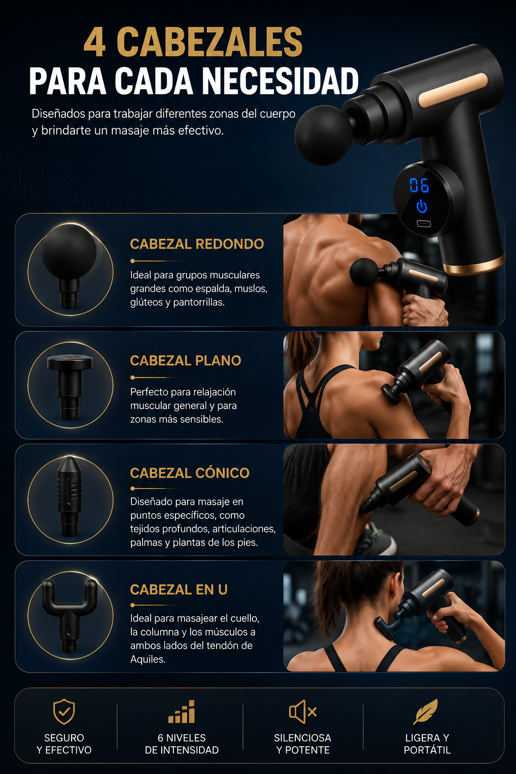 Pistola Masajeadora Muscular Portátil
