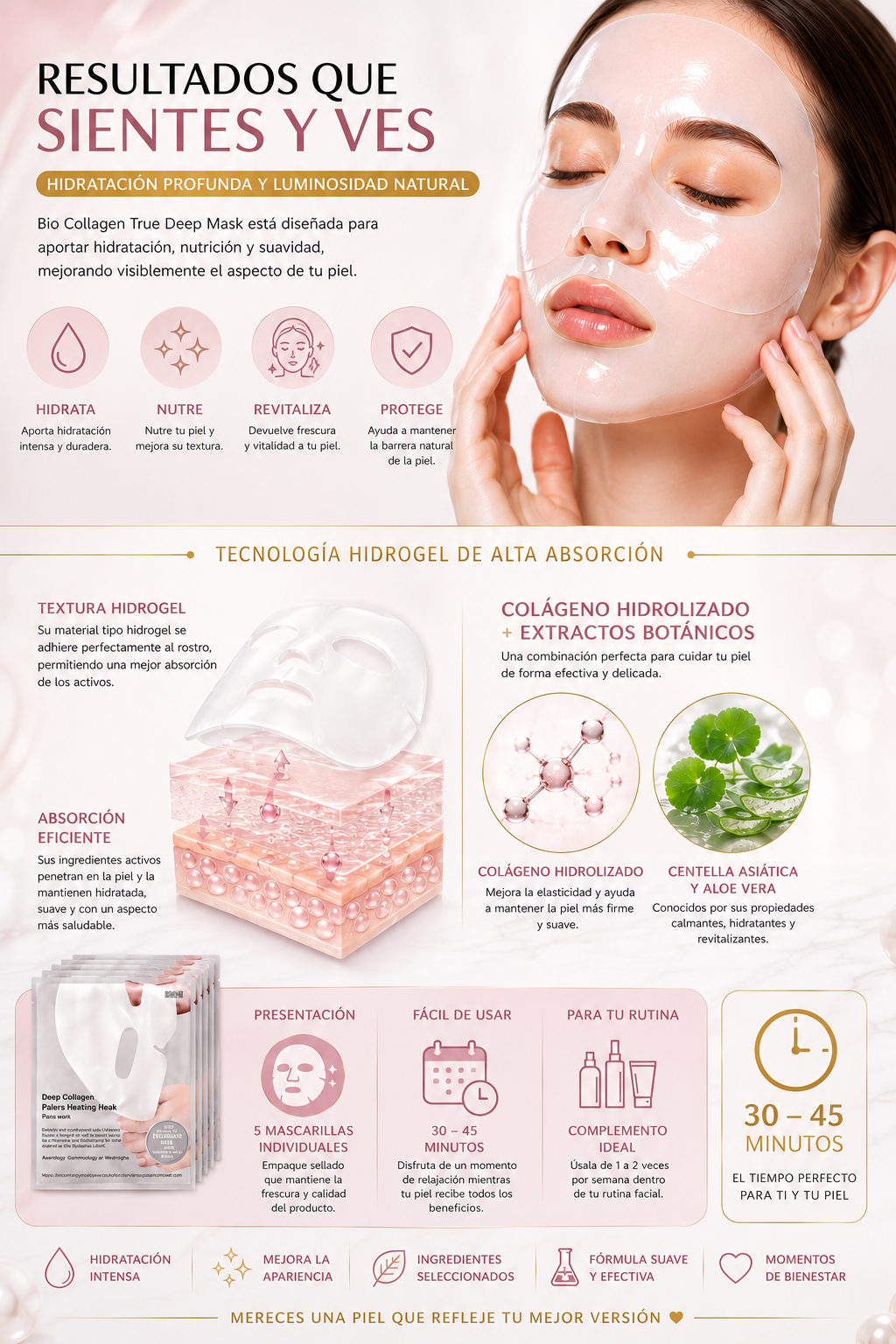 Mascarilla Facial Bio Collagen True Deep — Pack x5