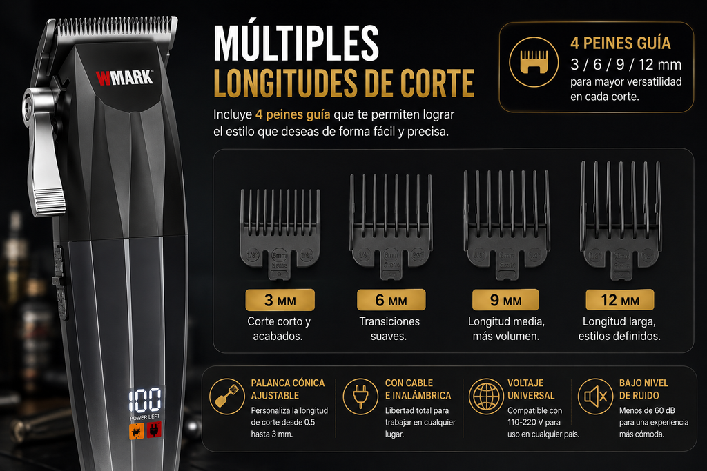 Máquina Cortadora de Pelo WMARK 7200 RPM con Pantalla LED