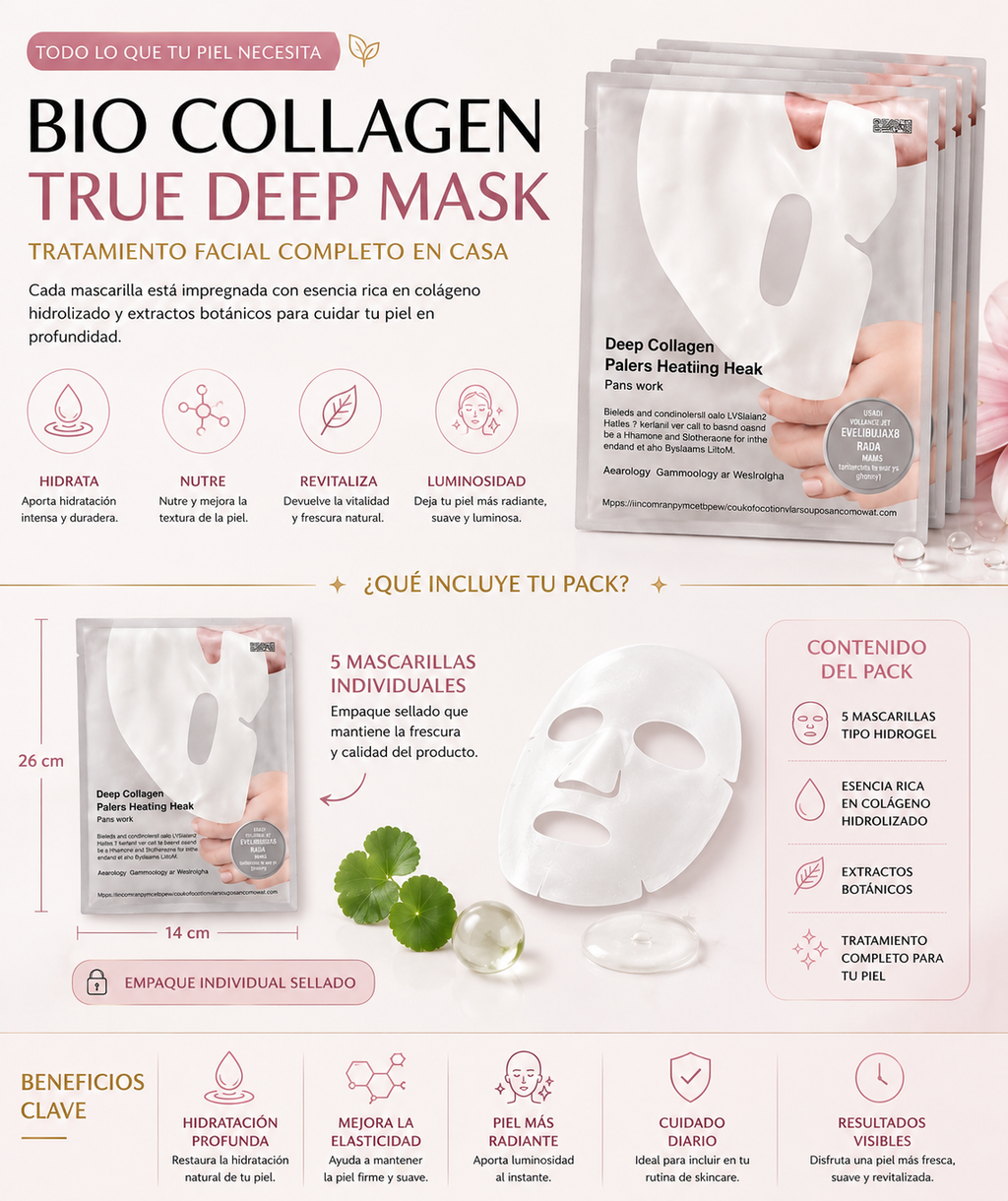 Mascarilla Facial Bio Collagen True Deep — Pack x5