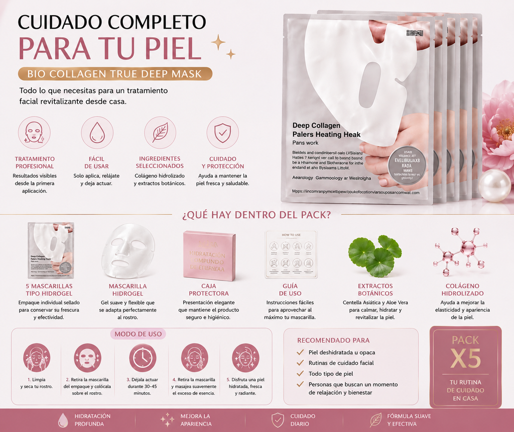 Mascarilla Facial Bio Collagen True Deep — Pack x5