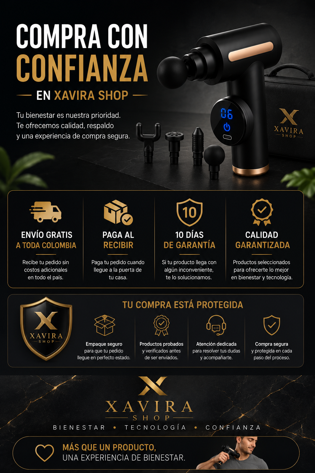 Pistola Masajeadora Muscular Portátil