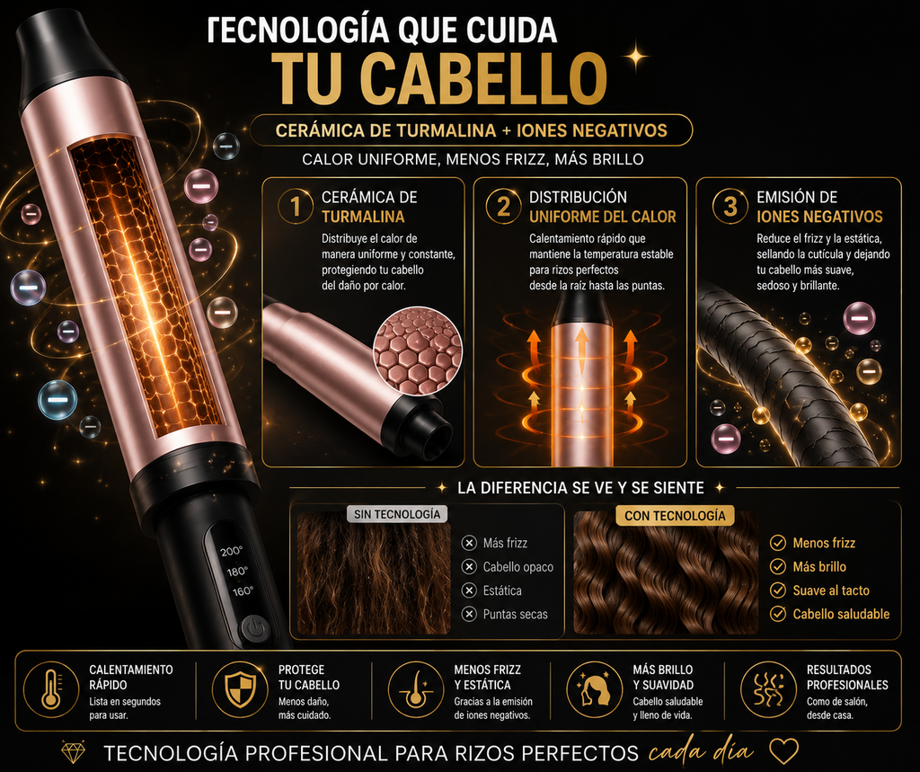 Pinza Rizadora de Cabello 6 en 1